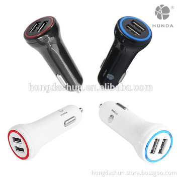 ABS PC custom logo print support LED smart 2-port USB Universal car charger